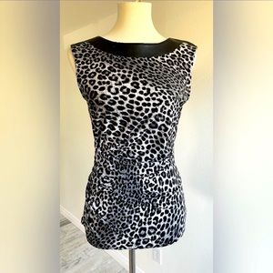 Michael Kors gray and black top with leather insert at neck. Size S. New